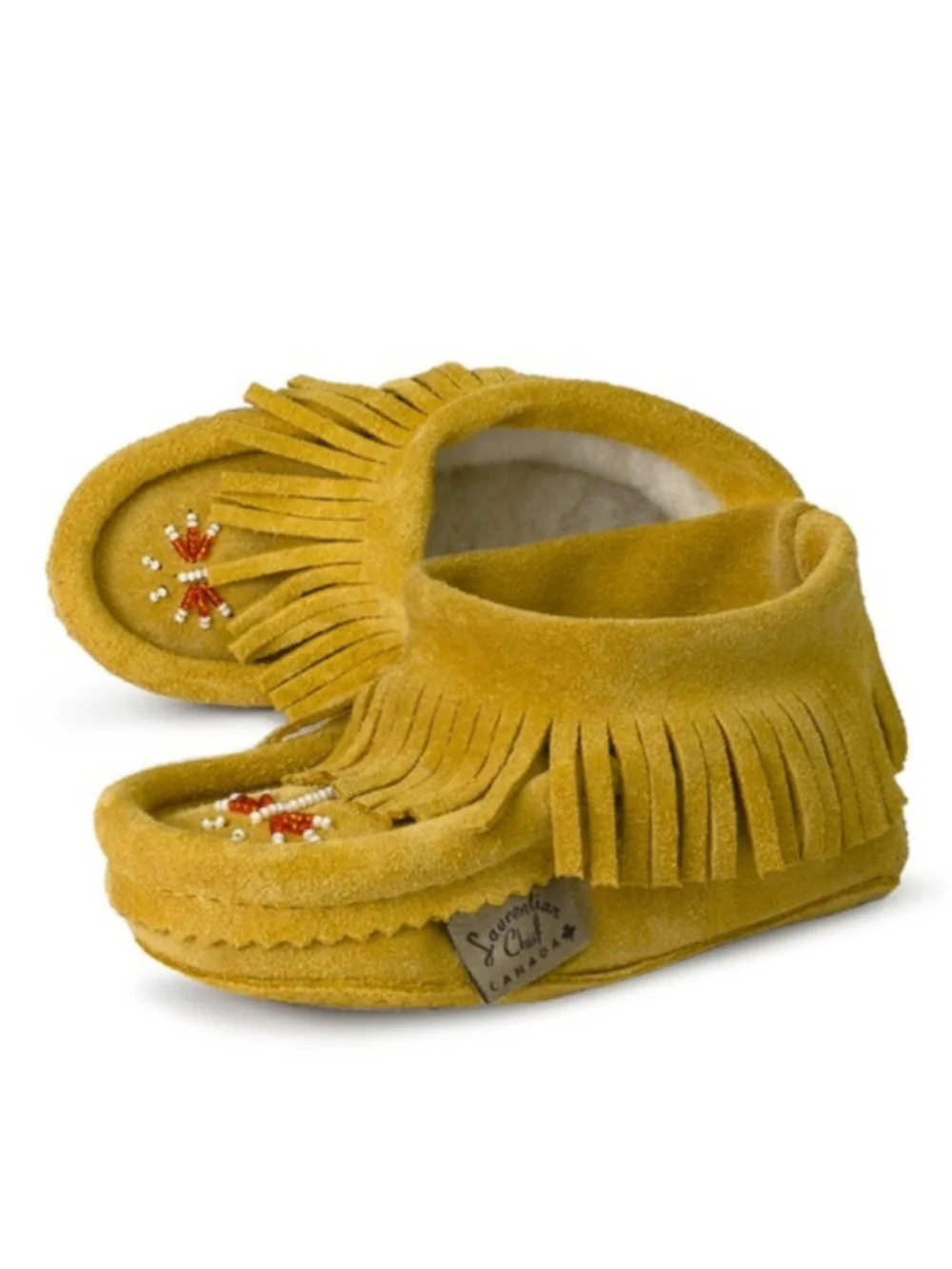 Cozy Mustard Moccasins for Kids